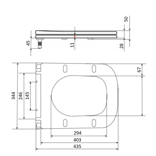Qtap Сидіння для унітазу (Tern 490) 435x344x50 мм, Matt Black, з мікроліфтом, Slim Duroplast, Quick Release QTSC179MB47354