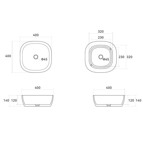 Раковина-чаша Qtap Kolibri 400х400х140 мм White QT10116303W