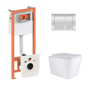 Готове рішення Qtap для ванної кімнати: унітаз підвісний Tern Ultra Quiet 525x345x360 + комплект інсталяції Nest 4 в 1 (квадратна клавіша Chrome)