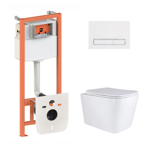 Готовое решение Qtap для ванной комнаты: подвесной унитаз Tern Ultra Quiet 525x345x360 + комплект инсталляции Nest 4 в 1 (линейная клавиша White)