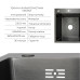 Комплект Lidz Handmade H6350BR Мийка для кухні інтегрована крило праворуч BlackPVD в комплекті з дозатором + Lidz K01B Кошик для кухонного миття