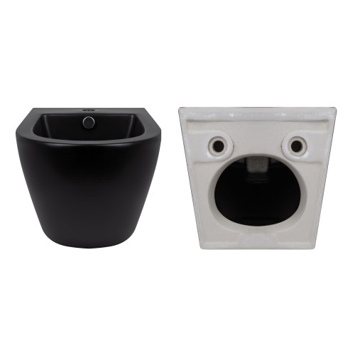Комплект Qtap Robin Matt Black 2 в 1: унітаз підвісний Ultra Quiet QT13332381АSMB + біде підвісне QT1355046FMB