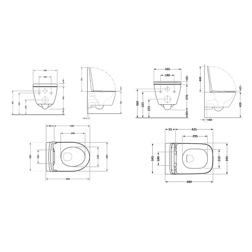 Акційний набір: Унітаз підвісний Jay Ultra Quiet QT07335177W 485х360х320 + Tern Ultra Quiet QT17332303ASW 490x365x325