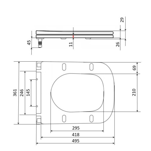 Qtap Сидіння для унітазу підлогового (Aries) 445×360×30 мм, White, з мікроліфтом, Slim Duroplast, Quick Release QT03228302W3