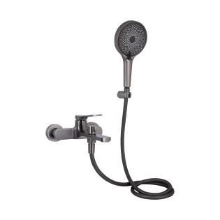 Змішувач для ванни Qtap Slavonice (з душовим гарнітуром) QTSLV259GMB48035 Gunmetal Black PVD