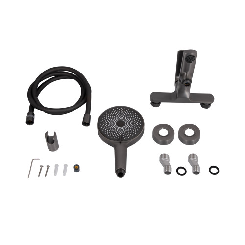 Змішувач для ванни Qtap Slavonice (з душовим гарнітуром) QTSLV259GMB48035 Gunmetal Black PVD