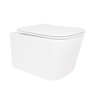Унітаз підвісний Crow Rimless 485х340х330 мм, White, із сидінням Slim Duroplast/ Soft-close/ Quick Release QT05335171RW Qtap