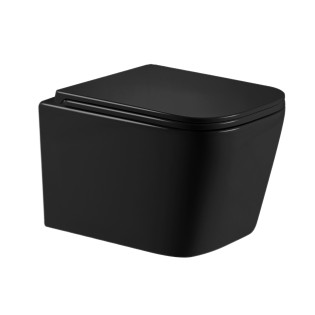 Унітаз підвісний Qtap Crow Ultra Quiet 485×340×290 мм, Matt Black, із сидінням Slim Duroplast/ Soft-close/ Quick Release QT05335171MB
