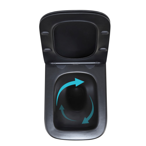 Унітаз підвісний Qtap Crow Ultra Quiet 485×340×290 мм, Matt Black, із сидінням Slim Duroplast/ Soft-close/ Quick Release QT05335171MB