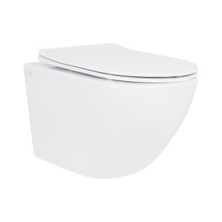 Унитаз подвесной Jay Rimless 485×360×320 мм, White, с сиденьем Slim Duroplast/ Soft-close/ Quick Relase QT07335177RW Qtap
