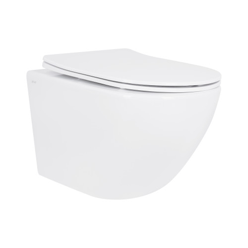 Унітаз підвісний Jay Rimless 485×360×320 мм, White, із сидінням Slim Duroplast/ Soft-close/ Quick Relase QT07335177RW Qtap