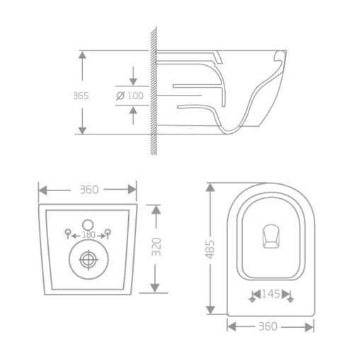 Унітаз підвісний Jay Rimless 485×360×320 мм, White, із сидінням Slim Duroplast/ Soft-close/ Quick Relase QT07335177RW Qtap