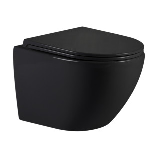 Унітаз підвісний Qtap Jay Ultra Quiet 485х360х320 мм, Matt Black, сидінням Slim Duroplast/ Soft-close/ Quick Relase QT07335177MB