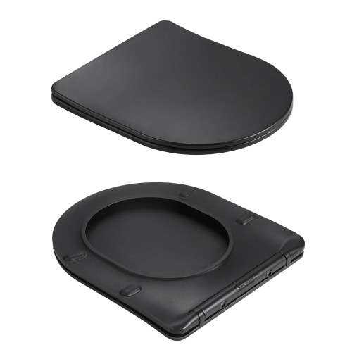 Унітаз підвісний Qtap Jay Ultra Quiet 485х360х320 мм, Matt Black, сидінням Slim Duroplast/ Soft-close/ Quick Relase QT07335177MB