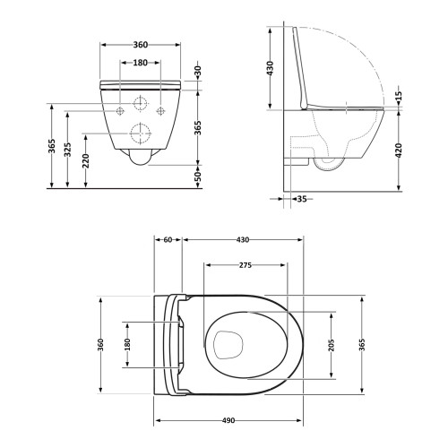 Унітаз підвісний Robin Ultra Quiet 490×365×325 мм, Marble, з сидінням Slim Duroplast / Soft-close / Quick Release QT13332381АSMR Qtap