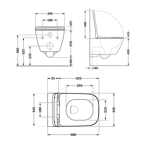 Унітаз підвісний Tern Ultra Quiet 490×365×325 мм, Beige, з сидінням Slim Duroplast / Soft-close / Quick Release QT17332303ASSB Qtap