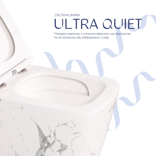 Унітаз підвісний Tern Ultra Quiet 490×365×325 мм, Marble, з сидінням Slim Duroplast / Soft-close / Quick Release QT17332303ASMR Qtap