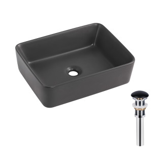 Раковина накладна Qtap Tern 480x370x135 мм, Anthracite, прямокутна, з донним клапаном QT17116069AN
