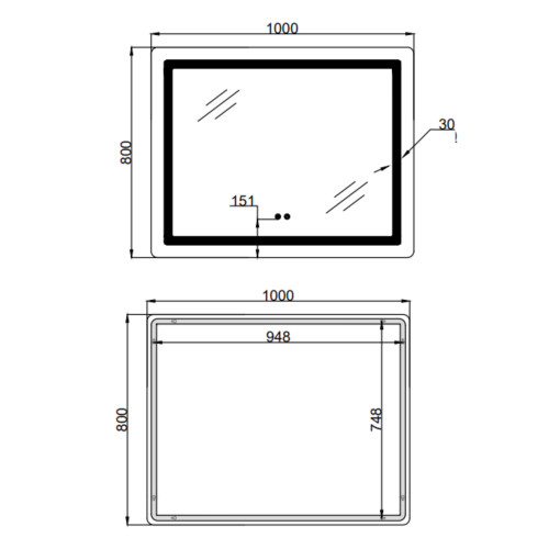Дзеркало Lidz Kubis (KU2) 1000х800 з LED-підсвічуванням Touch, з антизапотіванням, з димером, рег. яскравості LD78LF6141008048450