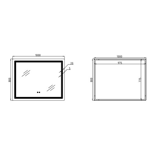 Дзеркало Qtap Cardinal (CA2) 1000х800 з LED-підсвічуванням Touch, з антизапотіванням, з димером, рег. темп. кольори (3000-6500K) QT0478C1008048455