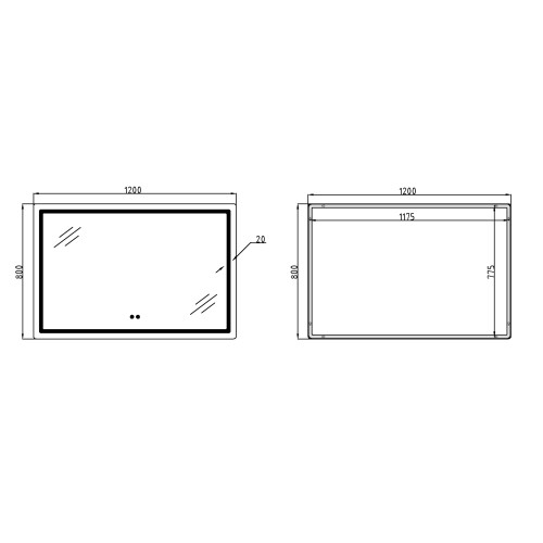 Дзеркало Qtap Mideya (MI1) 1200х800 з LED-підсвічуванням Touch, з антизапітнінням, диммером, рег. яскравості QT2078F12080