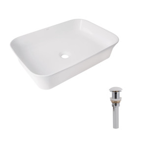 Комплект Qtap Virgo N: Раковина накладна 560x380x130 мм, White, прямокутна + Донний клапан Pop-up PU02