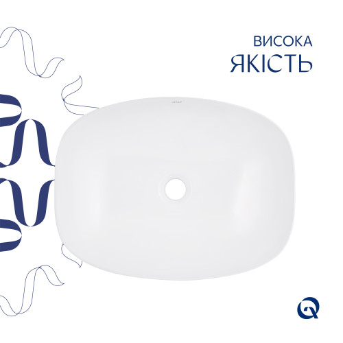 Комплект Qtap Cardinal: Раковина накладна 500×380×140 мм, White, овальна + Донний клапан Pop-up PU02