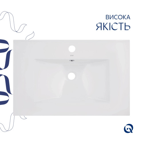 Комплект Albatross: Раковина врізна меблева 720x460x180 мм, White, прямокутна + Донний клапан Pop-up PU02O