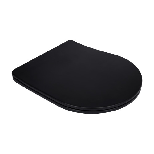 Сидіння для унітазу Qtap (Robin 490) 425x363x50 мм, Matt Black, з мікроліфтом Slim Duroplast, Quick Release QTSC179MB48676