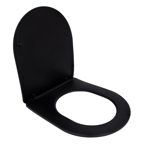 Сидіння для унітазу Qtap (Robin 490) 425x363x50 мм, Matt Black, з мікроліфтом Slim Duroplast, Quick Release QTSC179MB48676