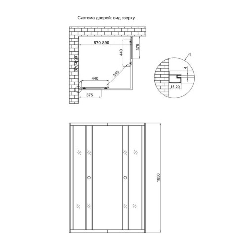 Душова кабіна Lidz Wawel SC90x90.SAT.LOW.DGR, скло темно тоноване 4 мм без піддону