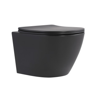 Унитаз подвесной Qtap Robin Ultra Quiet 520×365×340 мм, Anthracite, с сиденьем Slim Duroplast / Soft-close / Quick Release QTROB26AN48995