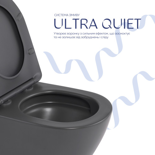 Унітаз підвісний Qtap Robin Ultra Quiet 520×365×340 мм, Anthracite, з сидінням Slim Duroplast / Soft-close / Quick Release QTROB26AN48995