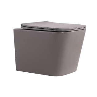 Унітаз підвісний Qtap Tern Ultra Quiet 520×345×325 мм, Stone grey, з сидінням Slim Duroplast / Soft-close / Quick Release QTTER26SG49000