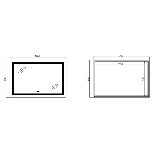 Дзеркало Lidz Kubis (KU2) 1200х800 з LED-підсвічуванням Touch, з антизапітнінням, з диммером, рег. яскравості LDKUB120080049007