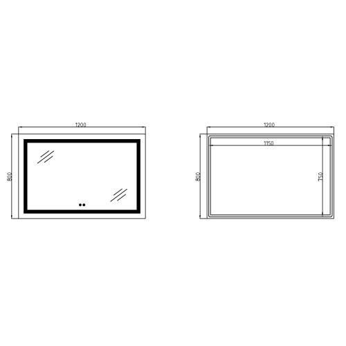 Дзеркало Lidz Kubis (KU1) 1200х800 з LED-підсвічуванням Touch, з антизапітнінням, з диммером, рег. яскравості LDKUB120080049008