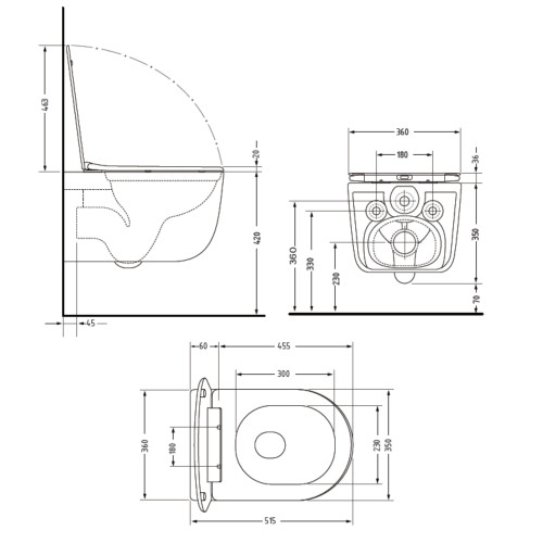 Унітаз підвісний Qtap Taurus Ultra Quiet 515×360×350 мм, White, з сидінням Slim Duroplast / Soft-close / Quick Release QTTAU26W49116