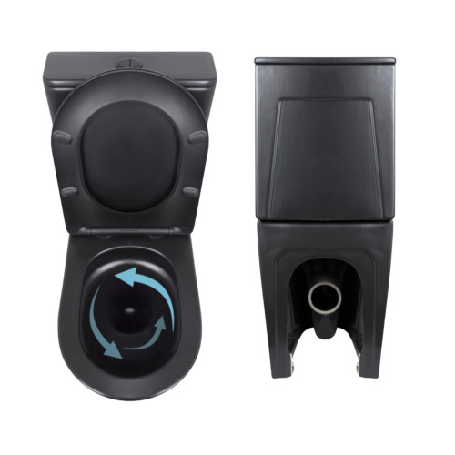 Комплект 2 в 1: підлоговий унітаз Qtap Scorpio Matt Black QT14226088AMB + набір гігієнічного душу Lidz Aria Black LDARI110BLA43394