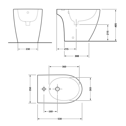 Біде для підлоги Qtap Presto Quadro 525×340×400 мм, White QTPRE29W49124