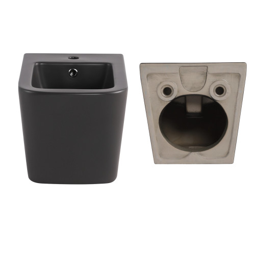 Комплект Qtap Tern Anthracite 3 в 1: унітаз підвісний Ultra Quiet + біде підвісне + накладна раковина QTTERAN49161