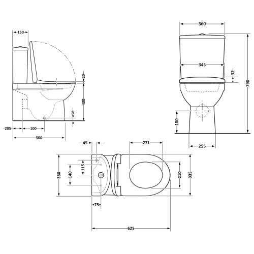 Унітаз для підлоги Qtap Evia Ultra Quiet 630×350×795 мм з сидінням Soft-close, White QTEVI27W49258