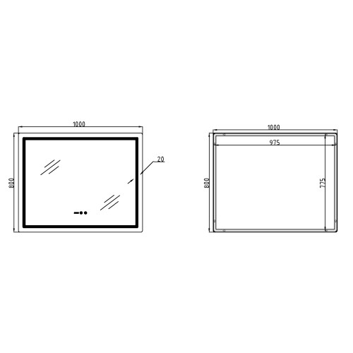 Дзеркало Qtap Mideya (MI2) 1000х800 з годинником, з LED-підсвічуванням Touch, з антизапітнінням, диммером, рег. яскравості QTMID100080049266