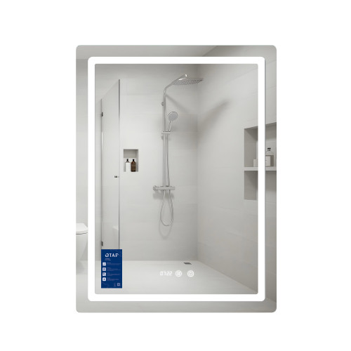 Дзеркало Qtap Mideya (MI2) 600х800 з годинником, з LED-підсвічуванням Touch, з антизапітнінням, диммером, рег. яскравості QTMID60080049627