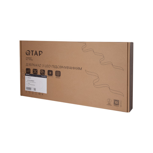 Дзеркало Qtap Taurus HR800 з LED-підсвічуванням Touch, з антизапотіванням, з димером, рег. темп. кольори (3000-6500K) QTTAUHR800