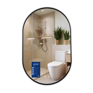 Дзеркало Qtap Scorpio (SC1) з LED-підсвічуванням Touch, з антизапотіванням, з димером, рег. темп. кольори (3000-6500K) Black QTSC500800