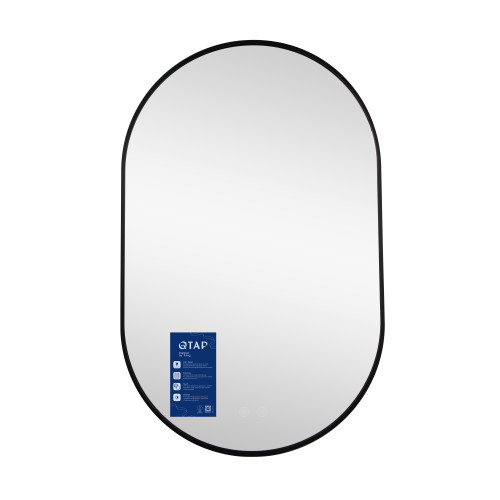 Дзеркало Qtap Scorpio (SC1) з LED-підсвічуванням Touch, з антизапотіванням, з димером, рег. темп. кольори (3000-6500K) Black QTSC500800