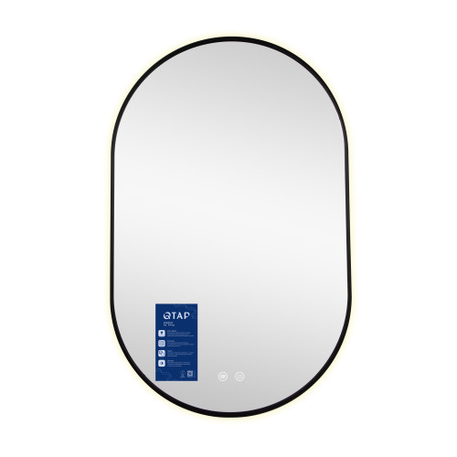 Дзеркало Qtap Scorpio (SC1) з LED-підсвічуванням Touch, з антизапотіванням, з димером, рег. темп. кольори (3000-6500K) Black QTSC500800