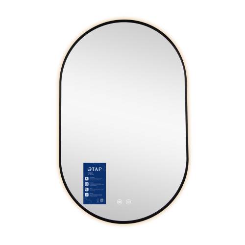 Дзеркало Qtap Scorpio (SC1) з LED-підсвічуванням Touch, з антизапотіванням, з димером, рег. темп. кольори (3000-6500K) Black QTSC500800