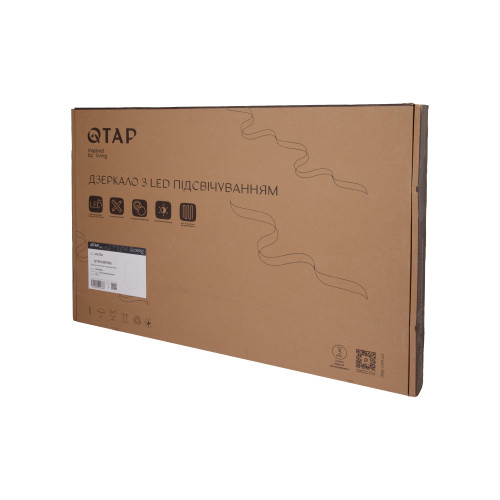 Дзеркало Qtap Scorpio (SC1) з LED-підсвічуванням Touch, з антизапотіванням, з димером, рег. темп. кольори (3000-6500K) Black QTSC600900