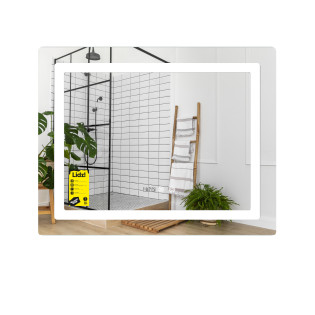 Дзеркало Lidz Kubis (KU2) 800х600 з годинником, з LED-підсвічуванням Touch, з антизапотіванням, з диммером, рег. яскравості LDKU800600CL48281